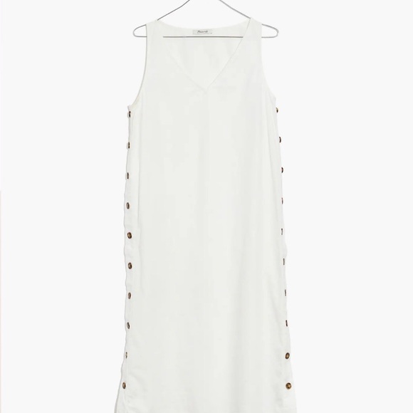 Madewell White Button-Side Linen Midi Dress - Picture 4 of 6